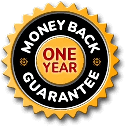 One year money-back guarantee badge